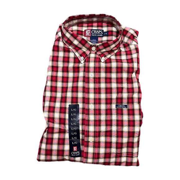 Chaps Ralph Lauren Red & Yellow Plaid Button Down Shirt, Large, NWT - Picture 2 of 6